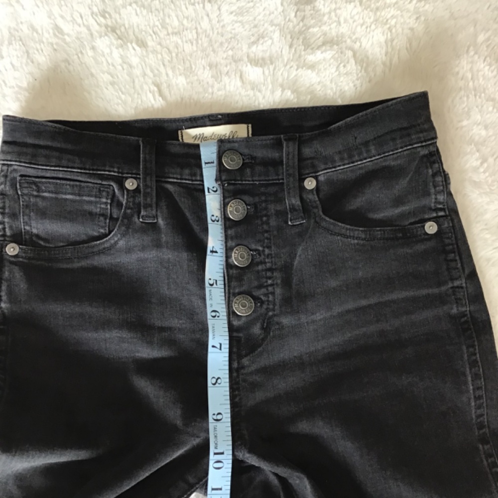 Madewell Women Size 25P 10” High-Rise Skinny Jeans Berkeley Black Button Fly - Picture 12 of 12